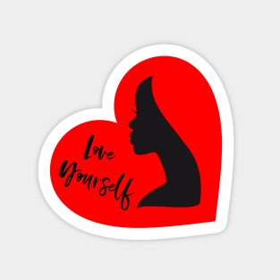 Love yourself, red heart with black woman Sticker